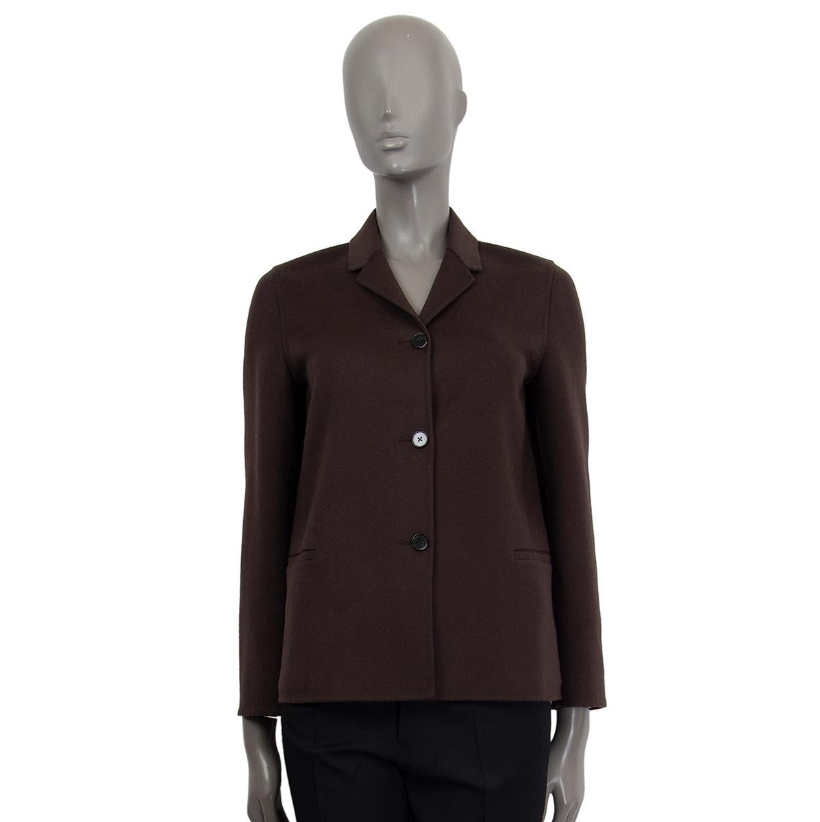 JIL SANDER dark brown cashmere THREE BUTTON Blazer Jacket 34 XS In Excellent Condition In Zürich, CH