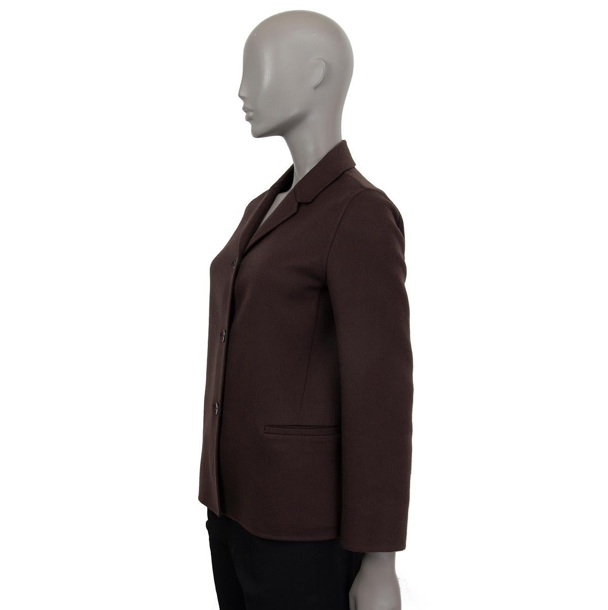 Women's JIL SANDER dark brown cashmere THREE BUTTON Blazer Jacket 34 XS