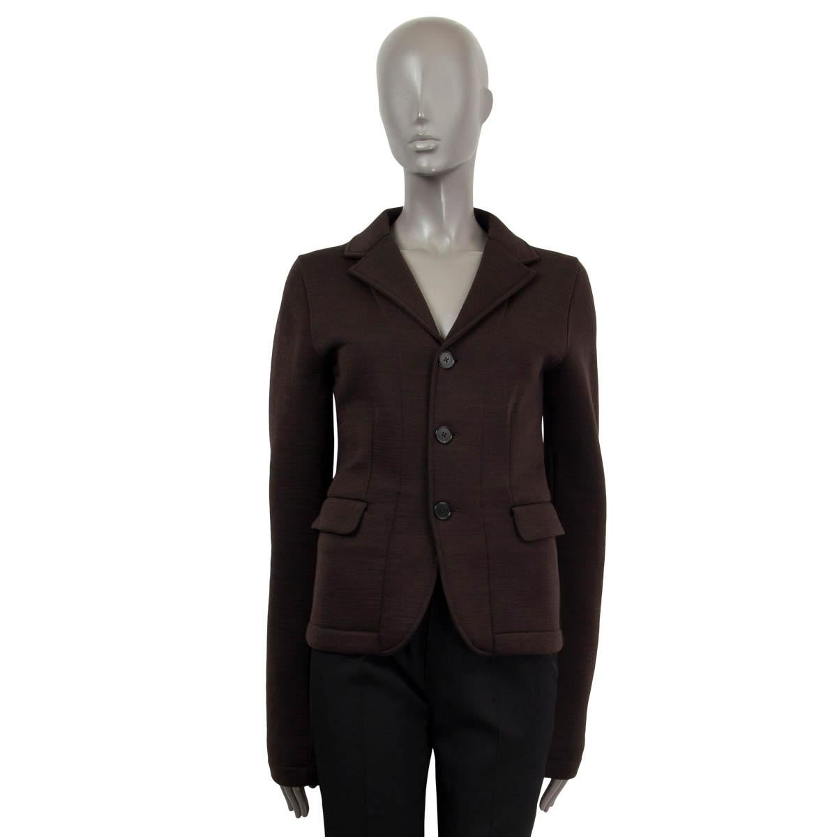 Black JIL SANDER dark brown wool blend Blazer Jacket 36 S For Sale