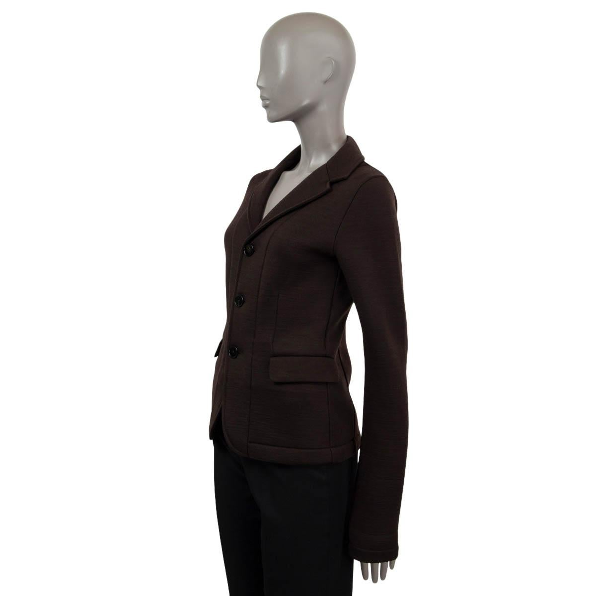 JIL SANDER dark brown wool blend Blazer Jacket 36 S In Excellent Condition For Sale In Zürich, CH