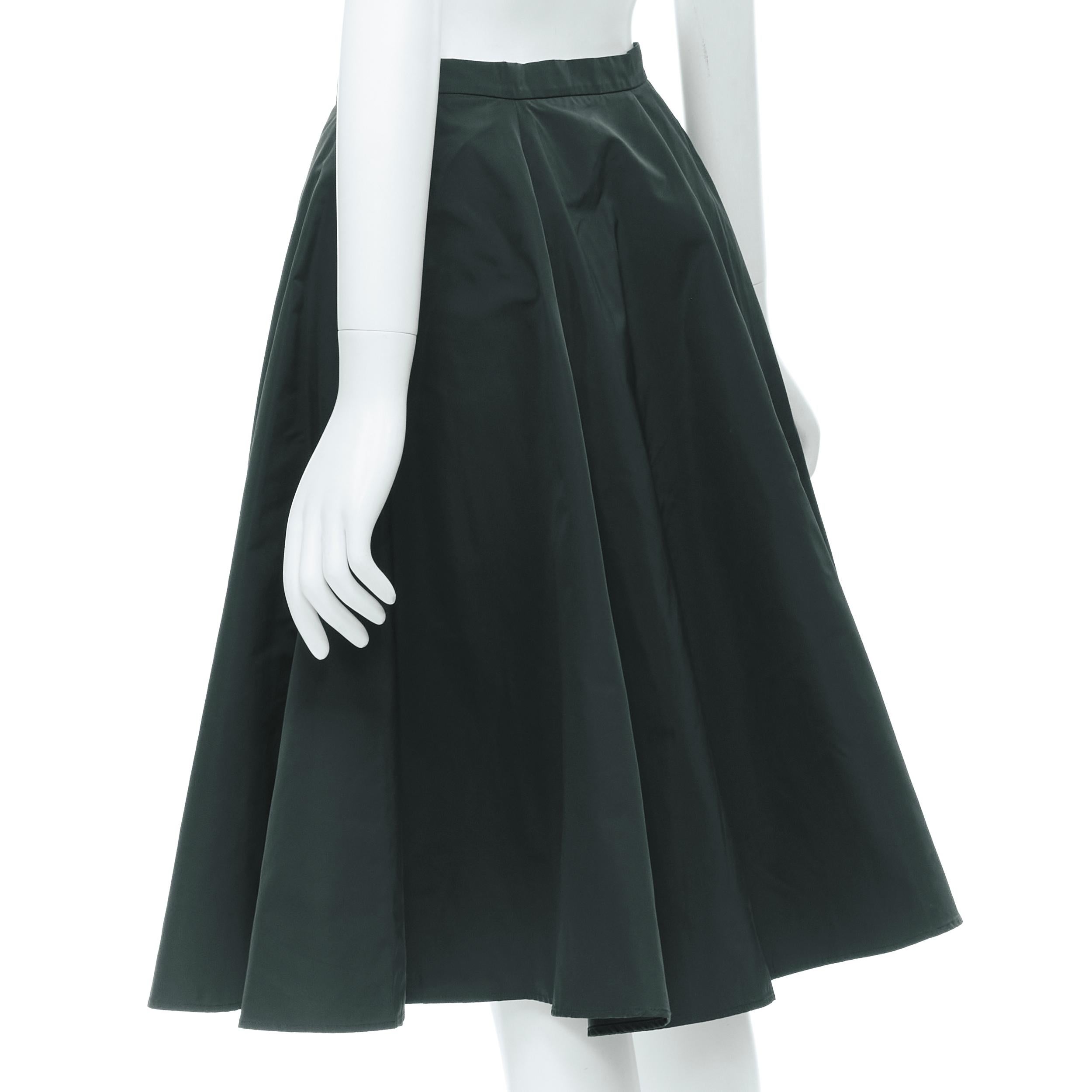 Black JIL SANDER dark green polyester silk A-line flared skirt FR34 XS