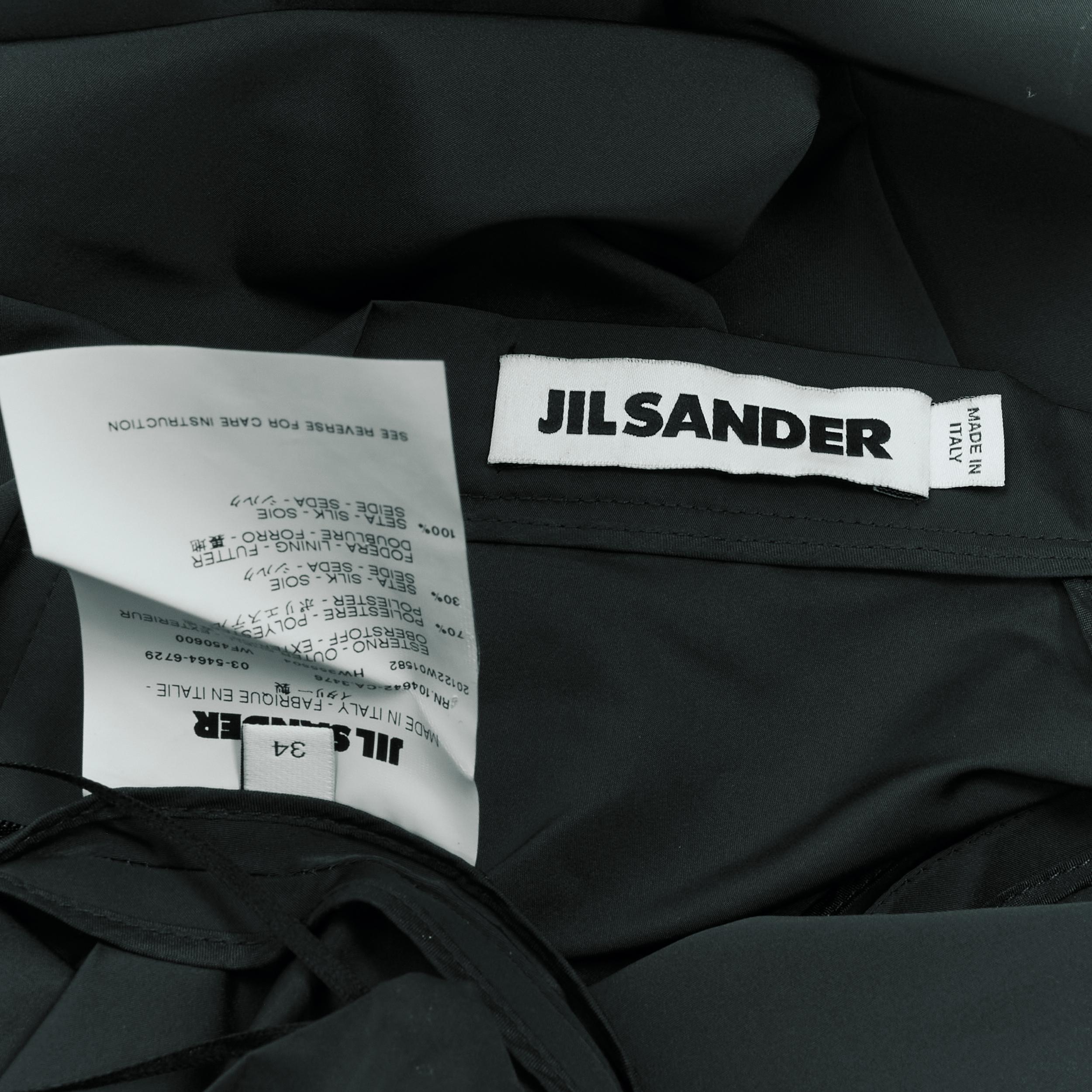 Women's JIL SANDER dark green polyester silk A-line flared skirt FR34 XS