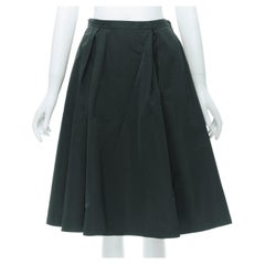JIL SANDER dark green polyester silk A-line flared skirt FR34 XS