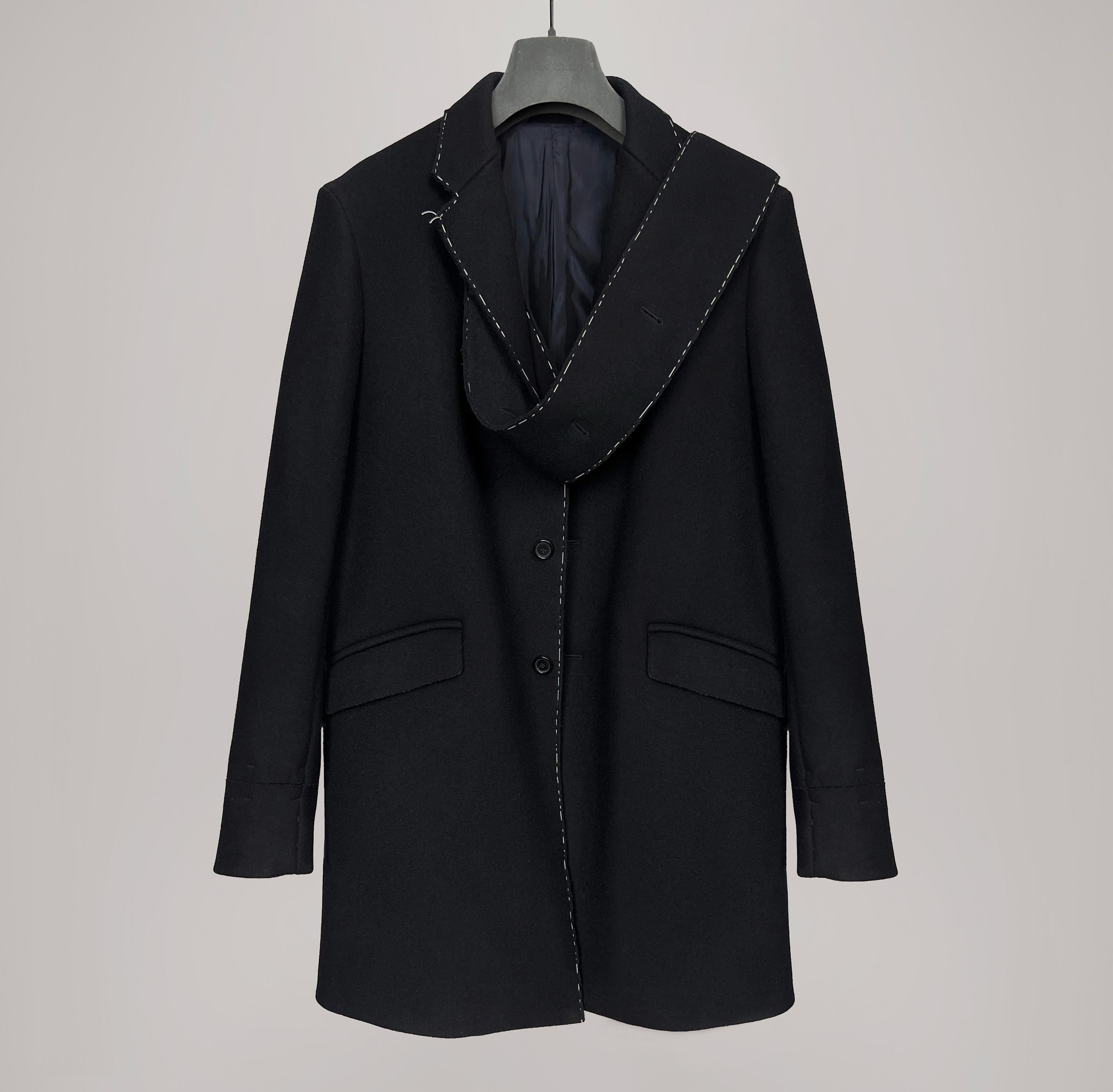 Black Jil Sander deconstructed stitched coat For Sale