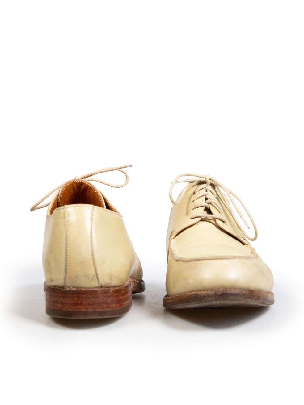 Beige Jil Sander Ecru Leather Oxfords Size IT 37.5 For Sale