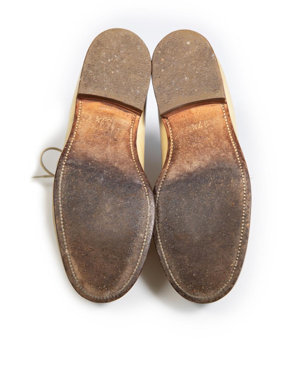 Jil Sander Ecru Leather Oxfords Size IT 37.5 In Good Condition For Sale In London, GB