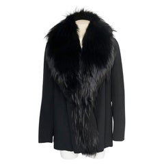 Jil Sander Fall/Winter 2002 Black Wool Fur Collar Coat – Runway Collection