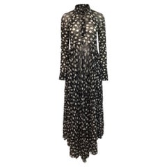 Jil Sander Maxikleid im Hemdstil mit Blumenmuster aus schwarzem Polyamid