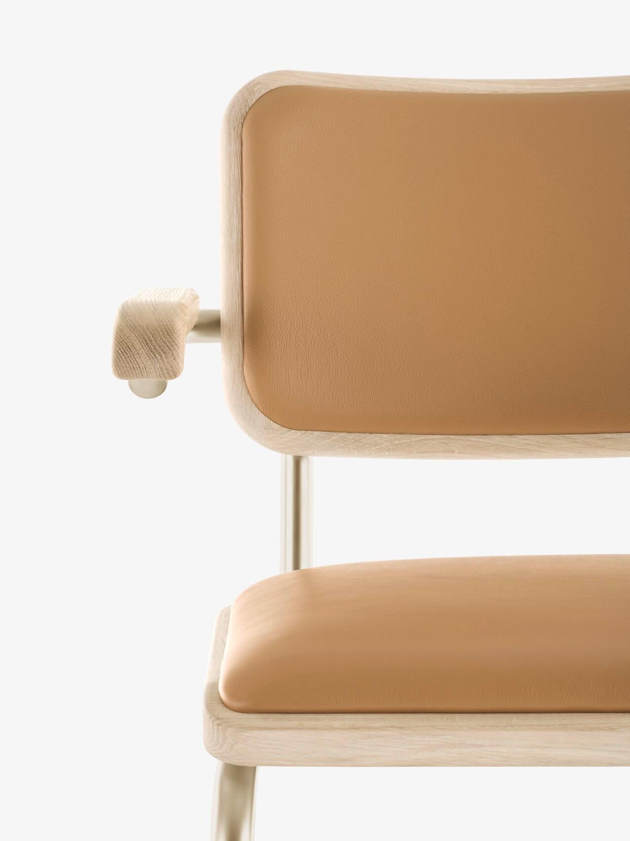 Jil Sander für Thonet S 64 P Nordic 01 in Eiche White und Karamellleder (Handgefertigt) im Angebot