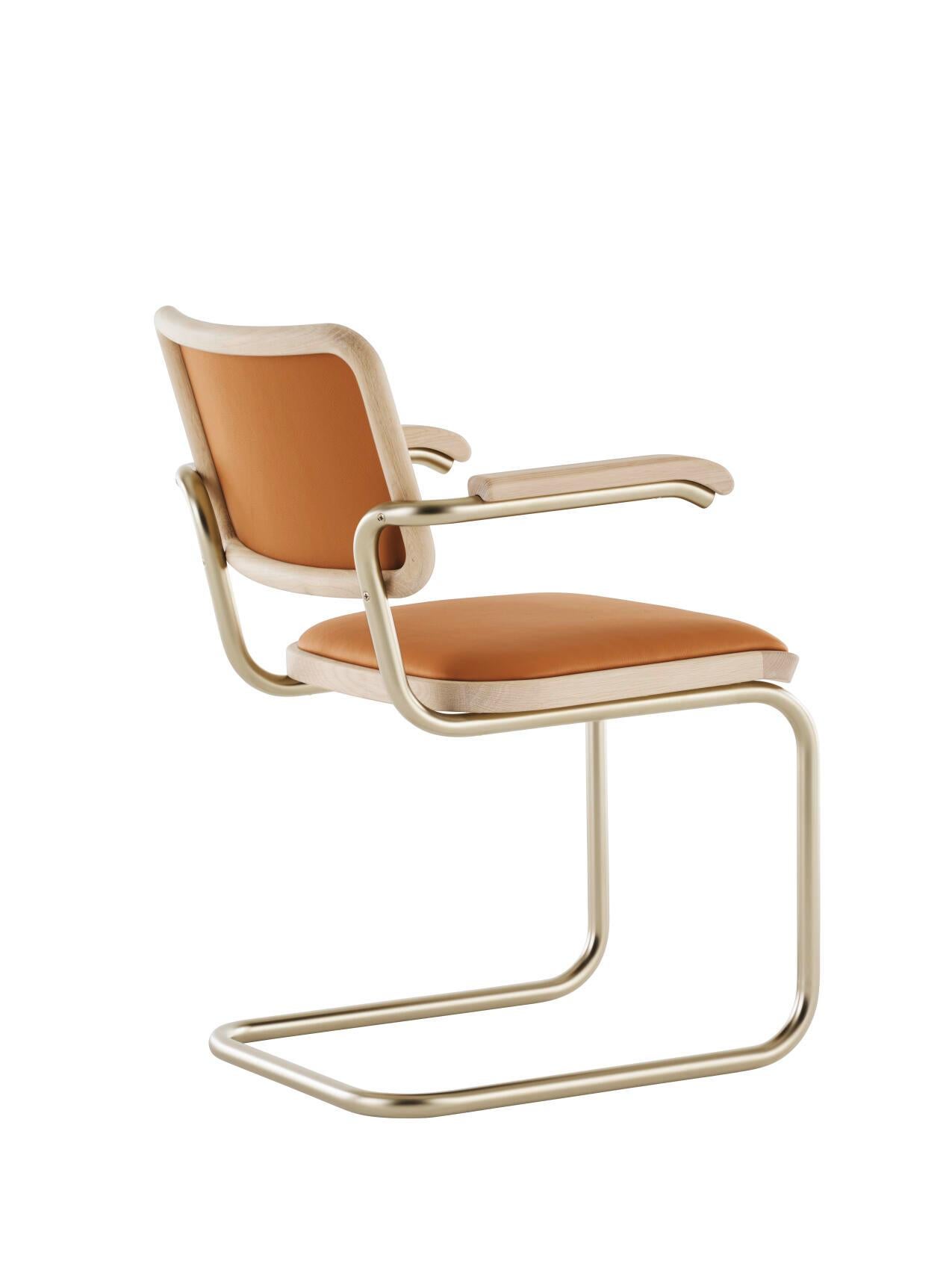 Jil Sander für Thonet S 64 P Nordic 02 in Eiche White und gebranntem Walnussleder (Bauhaus) im Angebot