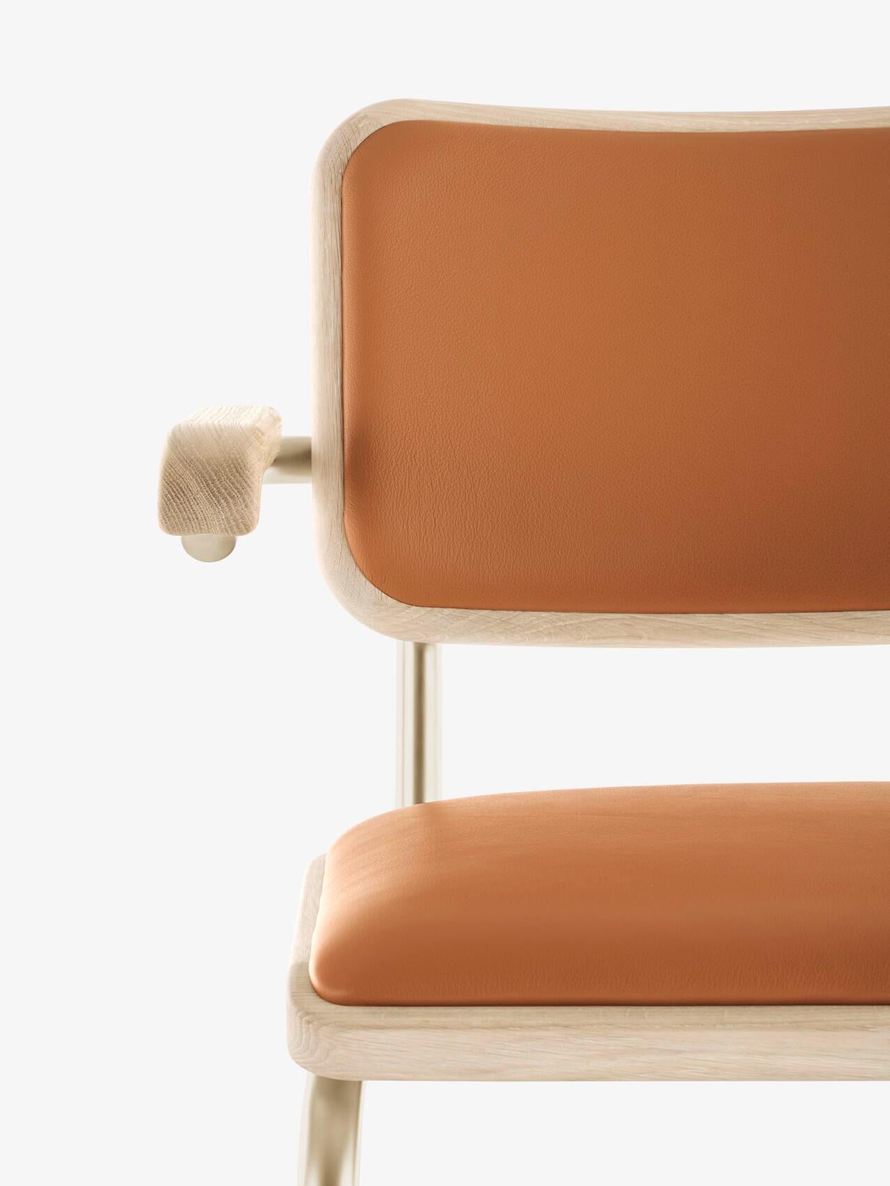 Jil Sander für Thonet S 64 P Nordic 02 in Eiche White und gebranntem Walnussleder (Deutsch) im Angebot