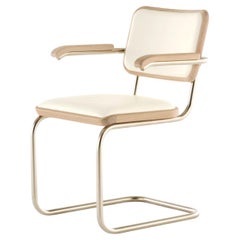 Jil Sander per Thonet S 64 P Nordic 03 in Oak White e Pelle di Alabastro Bianca