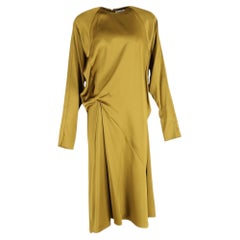 Jil Sander Midi-Kleid mit Raffungen aus grüner Seide