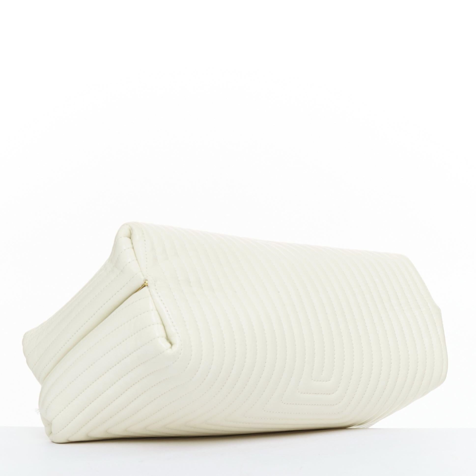 JIL SANDER Goji offwhite quilted topstitch leather kisslock oversized clutch bag For Sale 1