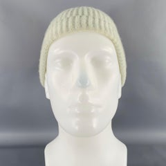 JIL SANDER Green Mint Ribbed Cashmere Knit Beanie Hat
