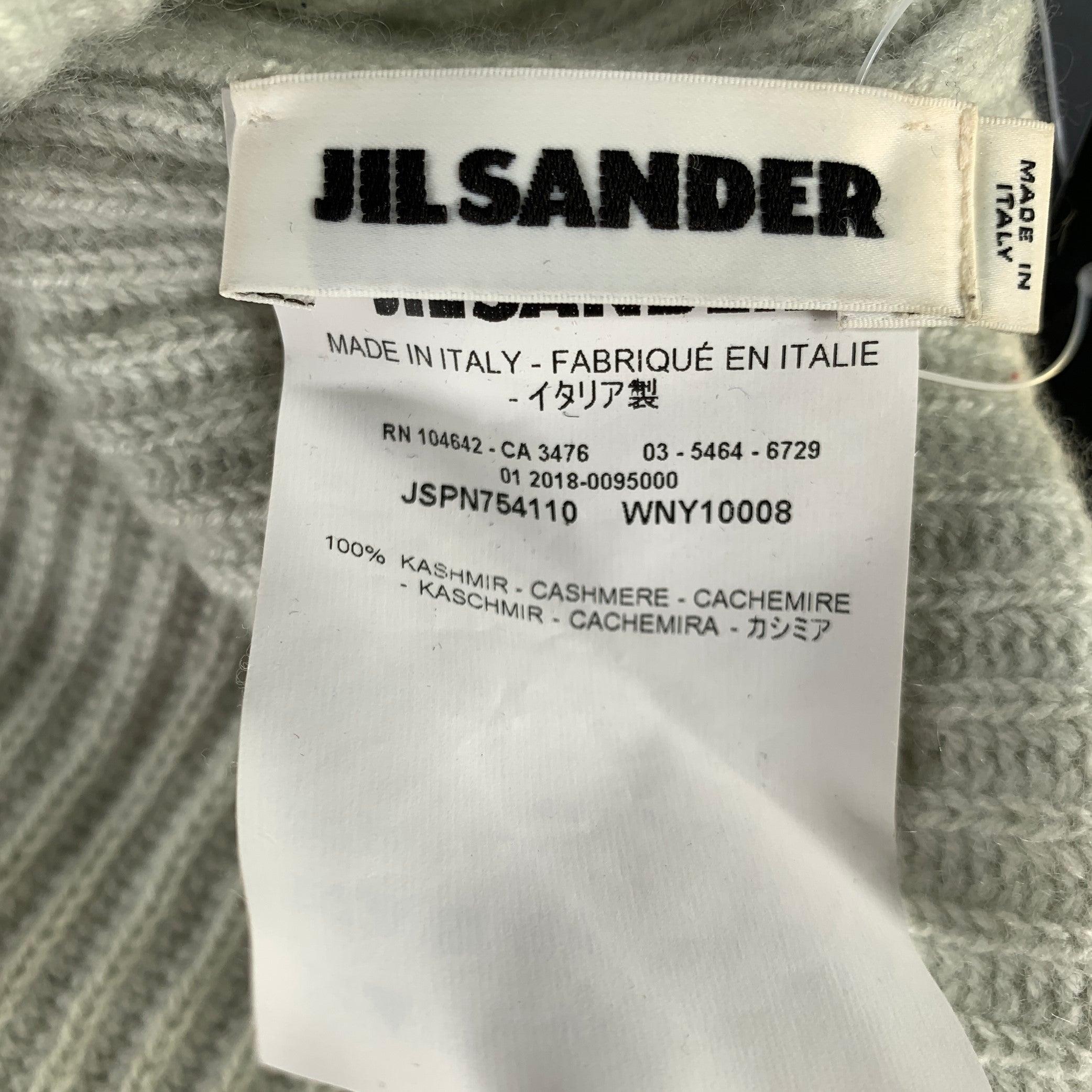 JIL SANDER Green Mint Ribbed Cashmere Knit Beanie Hat 1