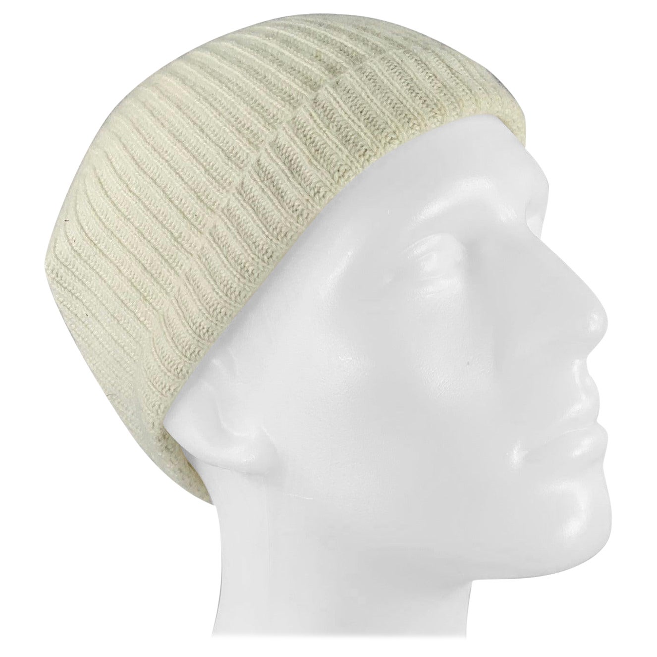 JIL SANDER Green Mint Ribbed Cashmere Knit Beanie Hat