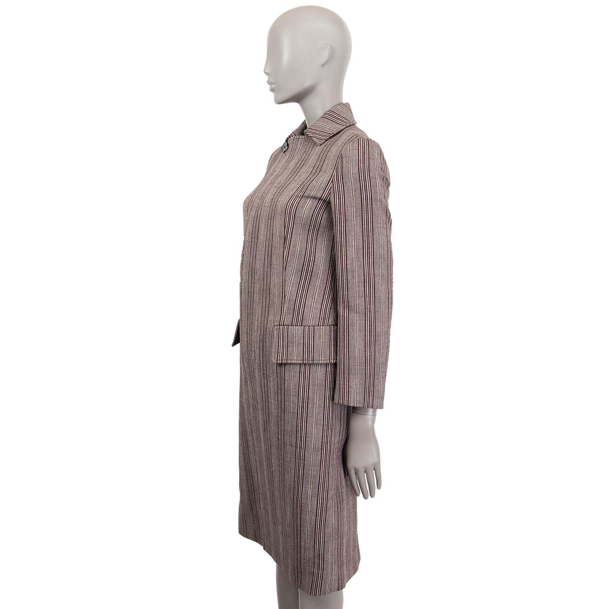 JIL SANDER grey & brown cotton STRIPED CONCEALED ZIP Coat Jacket 32 XXS In Excellent Condition For Sale In Zürich, CH