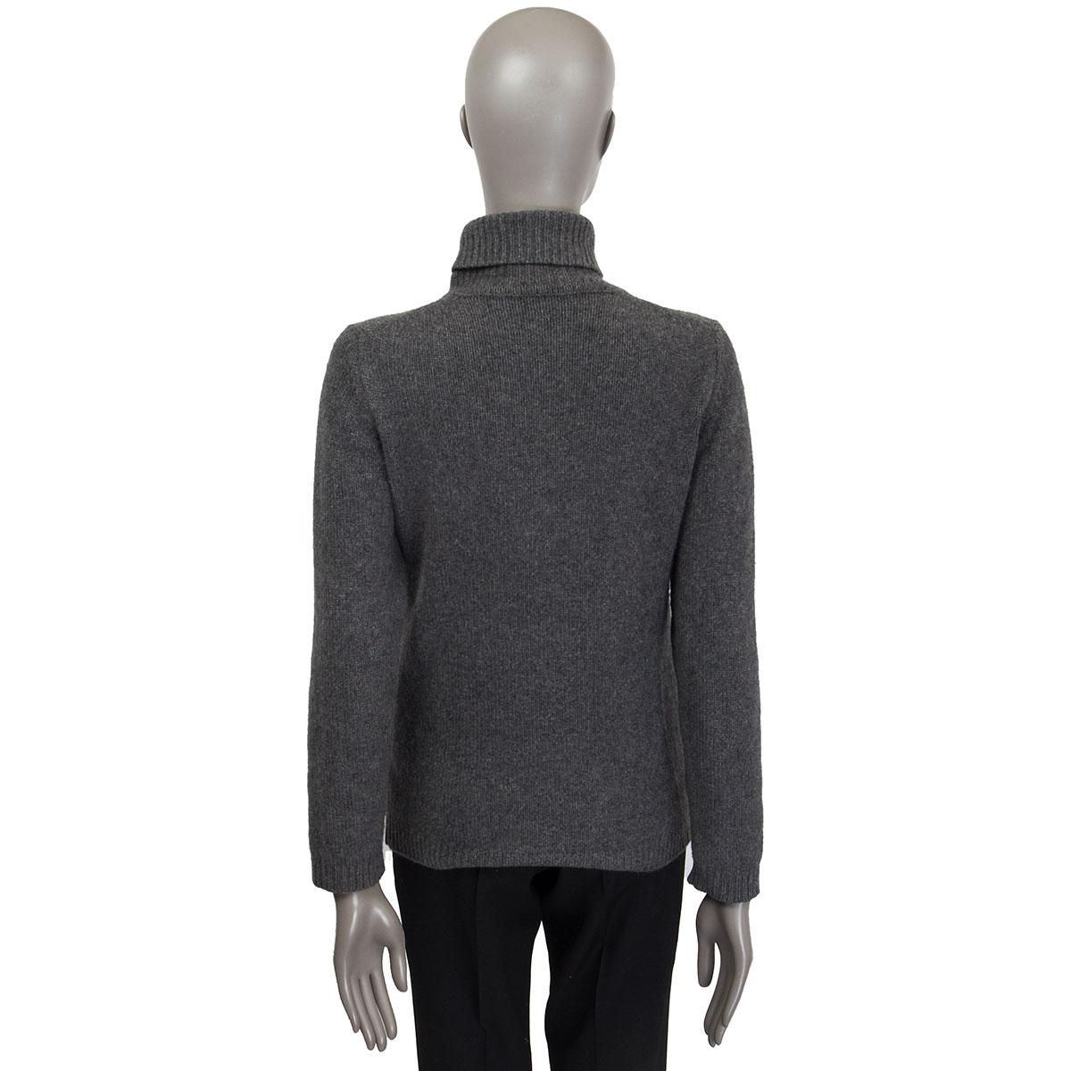 Black JIL SANDER grey cashmere Turtleneck Sweater L For Sale