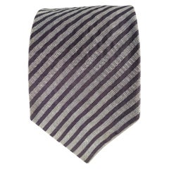 JIL SANDER Corbata de seda a rayas diagonales gris marino