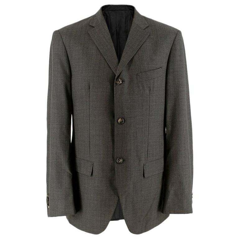 Jil Sander Grey Pin Stripe Wool Single Breasted Blazer - Size L EU50 ...