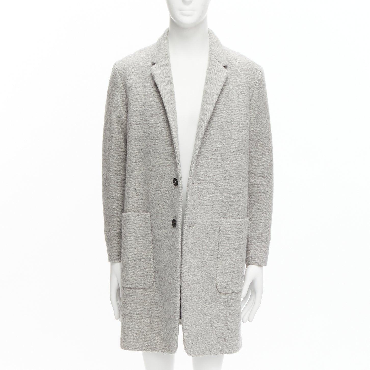 JIL SANDER Grauer minimalistischer Mantel aus Schurwolle, Mohair-Alpaca-Mischung IT48 M im Zustand „Hervorragend“ im Angebot in Hong Kong, NT
