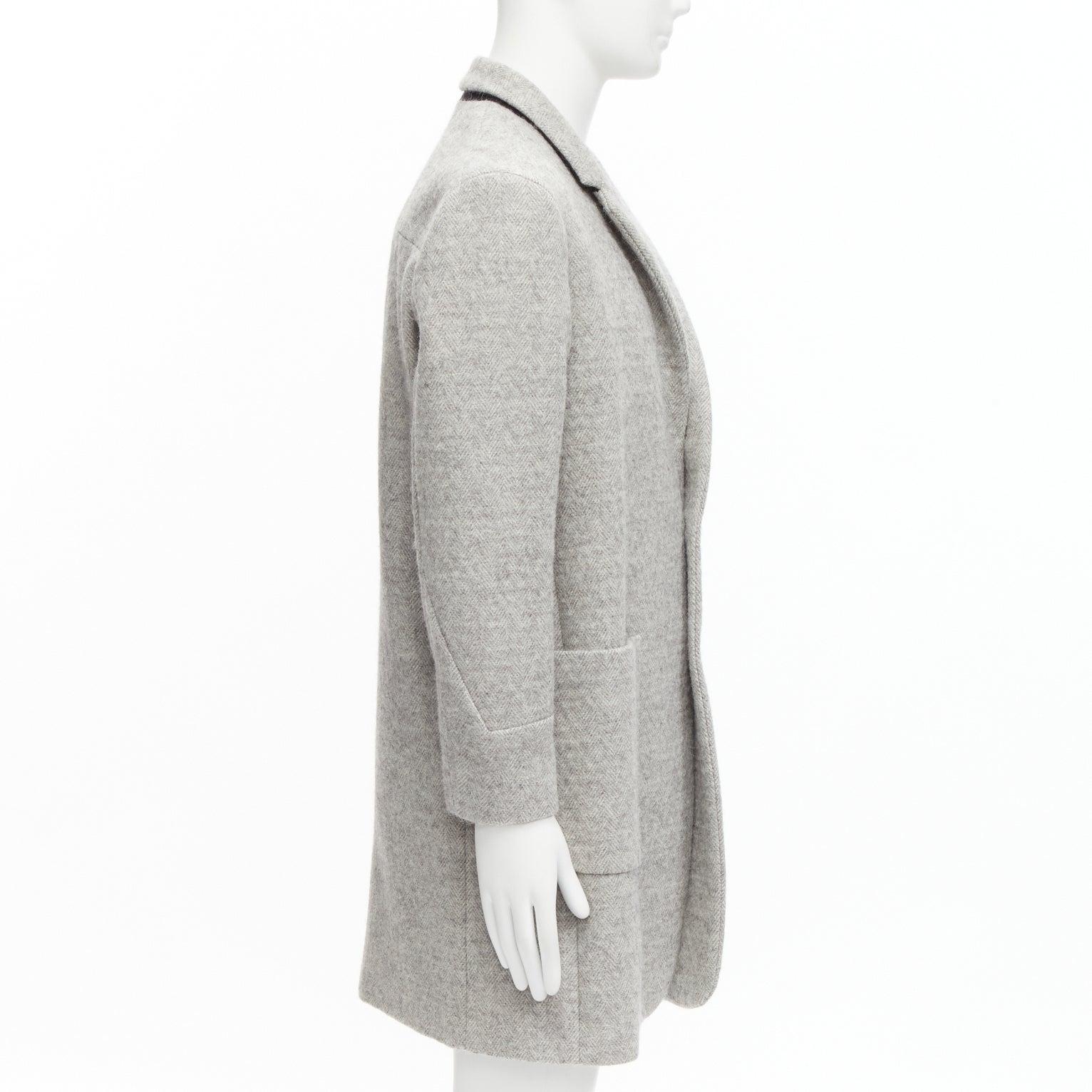 JIL SANDER Grauer minimalistischer Mantel aus Schurwolle, Mohair-Alpaca-Mischung IT48 M im Angebot 1