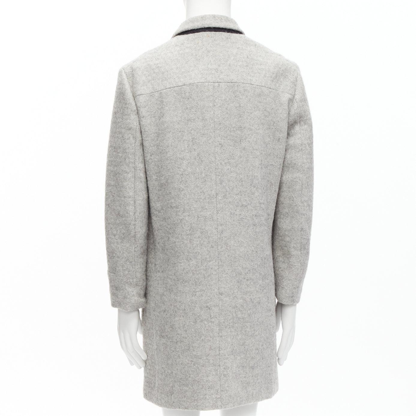 Gray JIL SANDER grey virgin wool mohair alpaca blend minimalist coat IT48 M For Sale