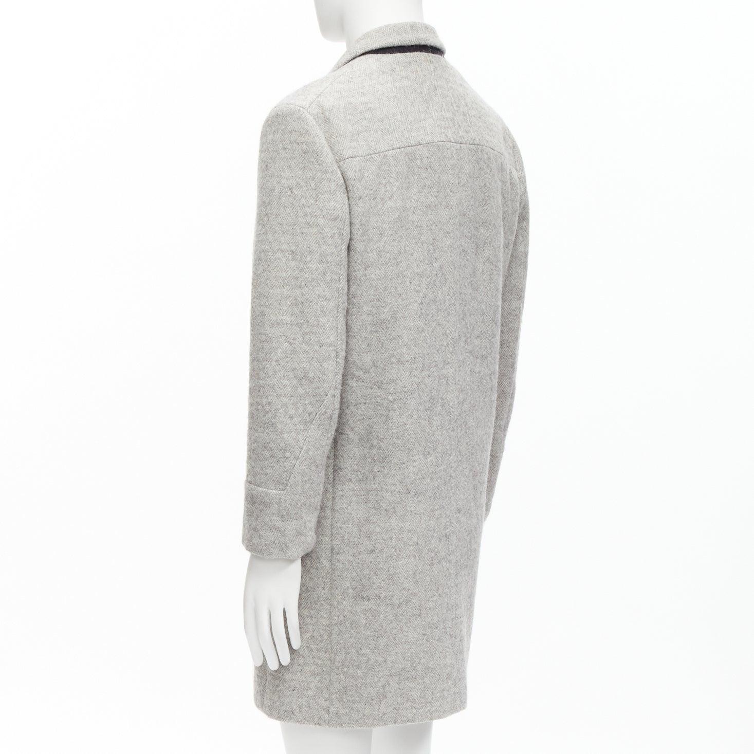JIL SANDER Grauer minimalistischer Mantel aus Schurwolle, Mohair-Alpaca-Mischung IT48 M im Angebot 3
