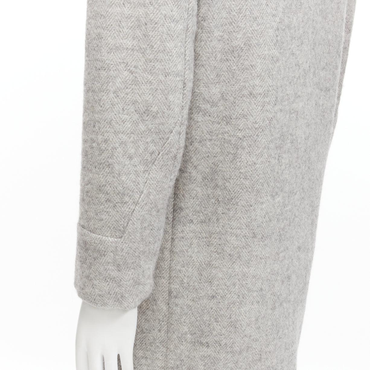 JIL SANDER Grauer minimalistischer Mantel aus Schurwolle, Mohair-Alpaca-Mischung IT48 M im Angebot 4