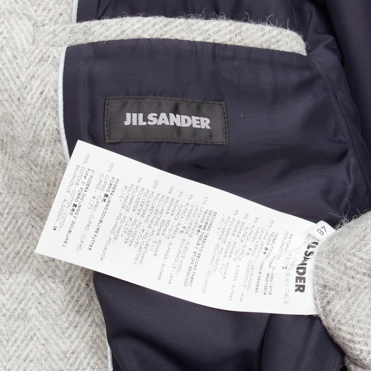 JIL SANDER grey virgin wool mohair alpaca blend minimalist coat IT48 M 1