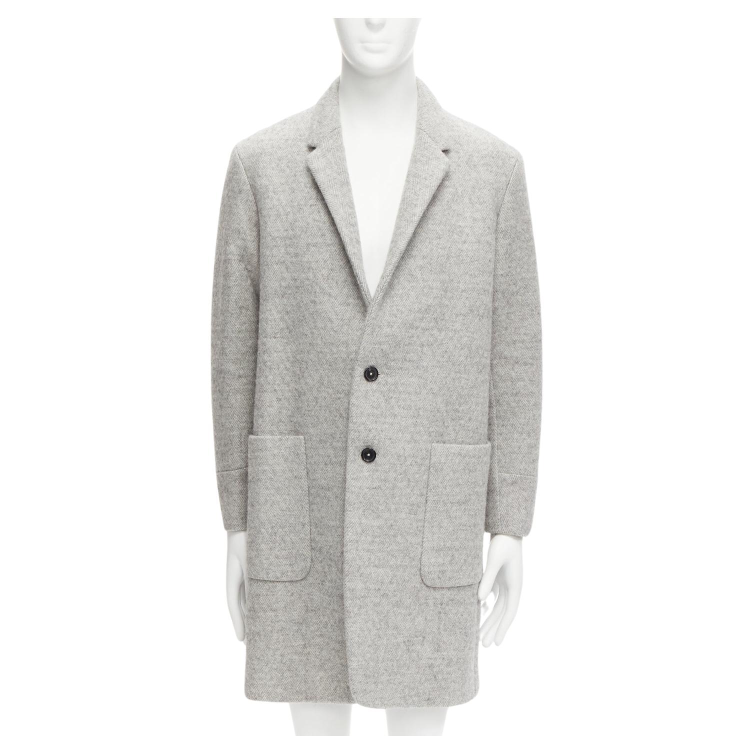 JIL SANDER Grauer minimalistischer Mantel aus Schurwolle, Mohair-Alpaca-Mischung IT48 M im Angebot