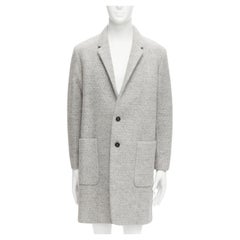 JIL SANDER Grauer minimalistischer Mantel aus Schurwolle, Mohair-Alpaca-Mischung IT48 M