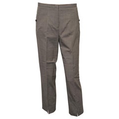 Jil Sander Pantalon tailleur en laine vierge grise US 4 Cheville Ourlet fendu sur le devant Vintage