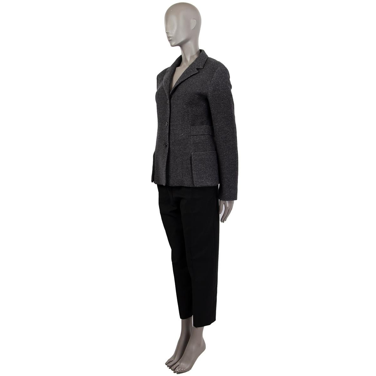 Black JIL SANDER grey wool & cashmere Buttoned Jacket 36 S For Sale
