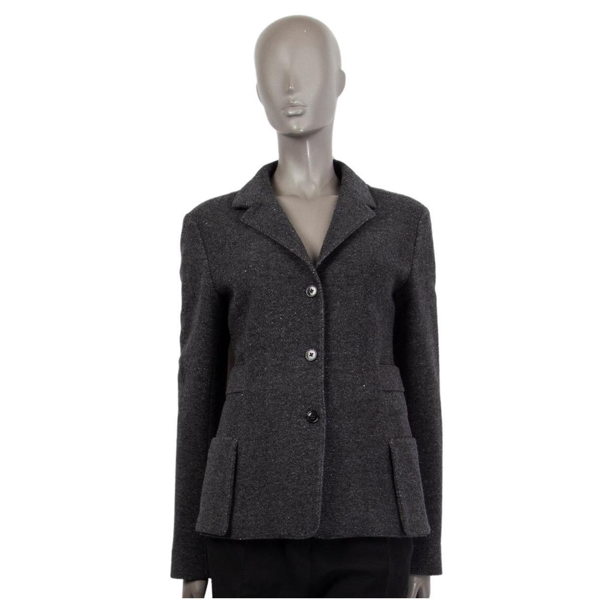 JIL SANDER grey wool & cashmere Buttoned Jacket 36 S For Sale