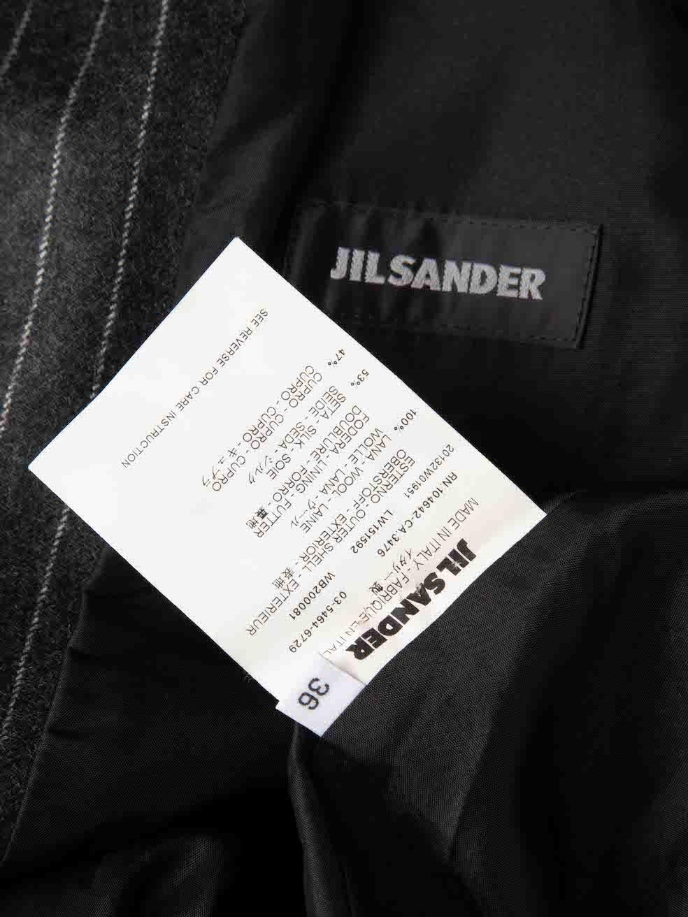 Women's Jil Sander Grey Wool Pinstripe Trousers Suit Size M