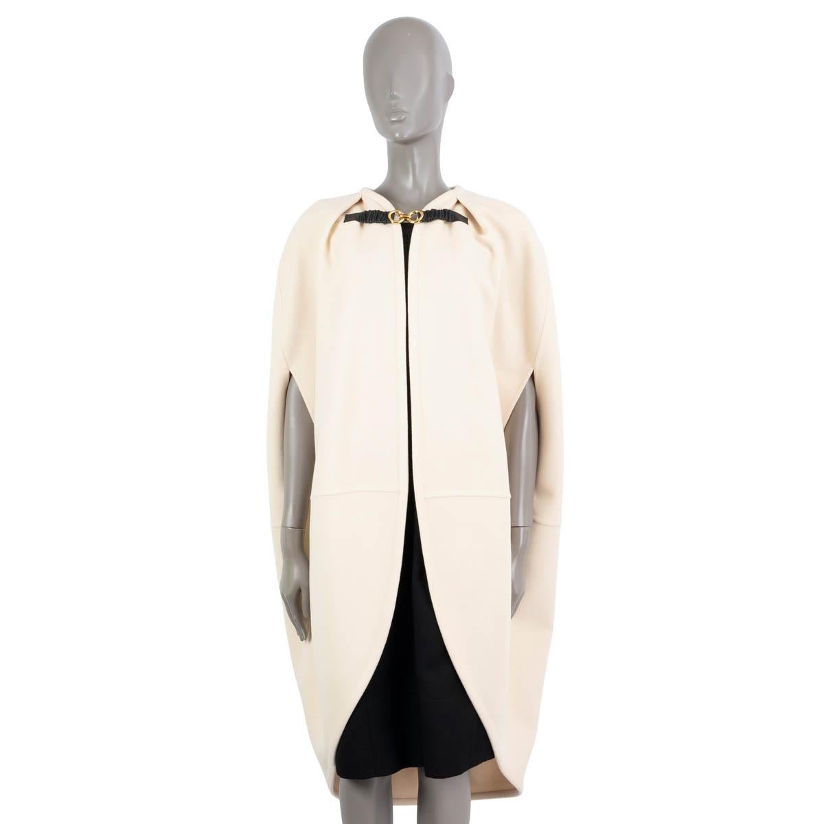 Beige JIL SANDER ivory cashmere 2021 PLEAT DETAIL CAPE Jacket 36 S For Sale