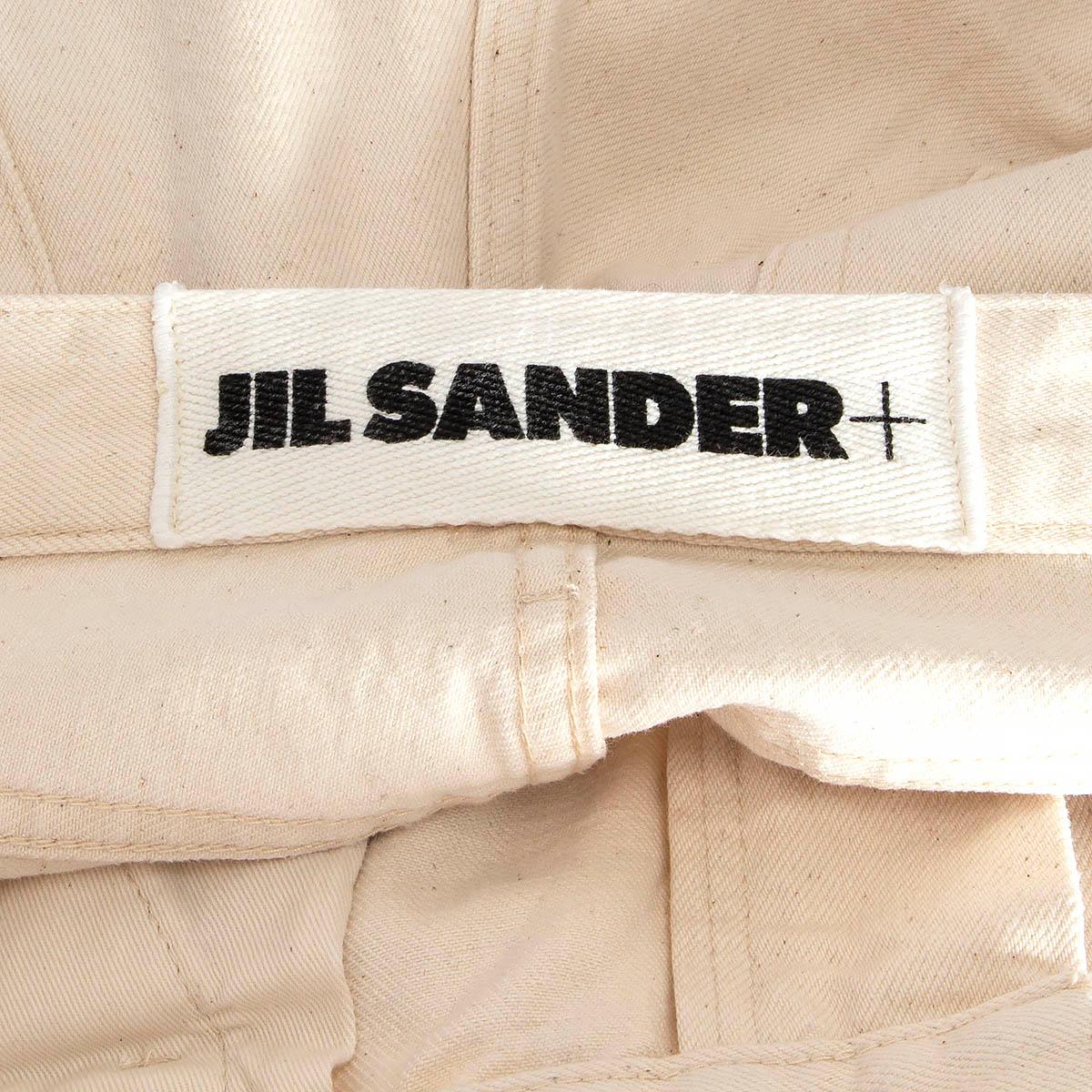 Gray JIL SANDER + ivory cotton denim STRAIGHT LEG Pants 27 S For Sale