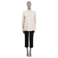 JIL SANDER ivory polyester PATCH POCKET UTILITARIAN Button Up Shirt 36 S