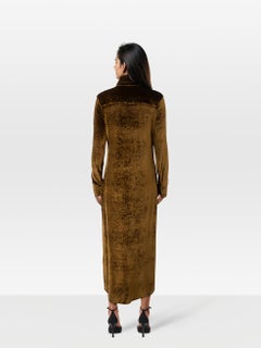 Jil Sander Khaki Velvet Maxi Shirt Dress Size L