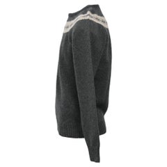 Maglione girocollo Jil Sander in lana grigia con motivo a rombi sul petto