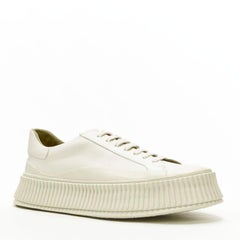 JIL SANDER light beige leather chunky rubber platform sole sneaker EU40