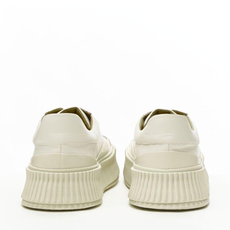 Women's JIL SANDER light beige leather chunky rubber platform sole sneaker EU40 For Sale