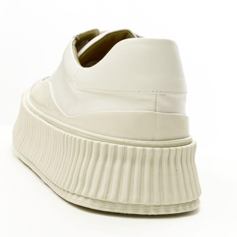 JIL SANDER light beige leather chunky rubber platform sole sneaker EU40 For Sale 3
