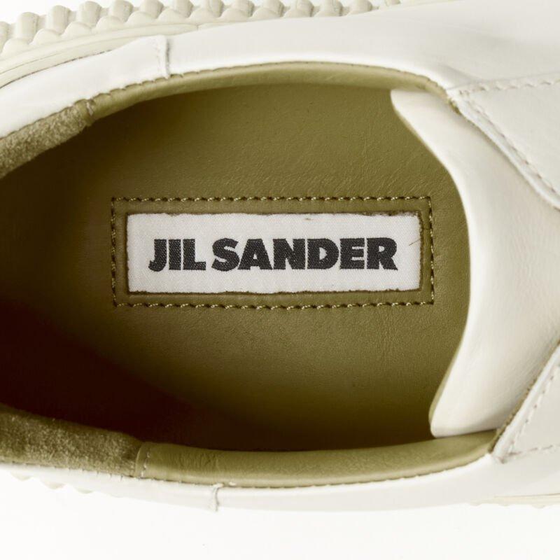 JIL SANDER light beige leather chunky rubber platform sole sneaker EU40 For Sale 4