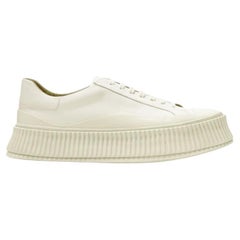 JIL SANDER light beige leather chunky rubber platform sole sneaker EU40