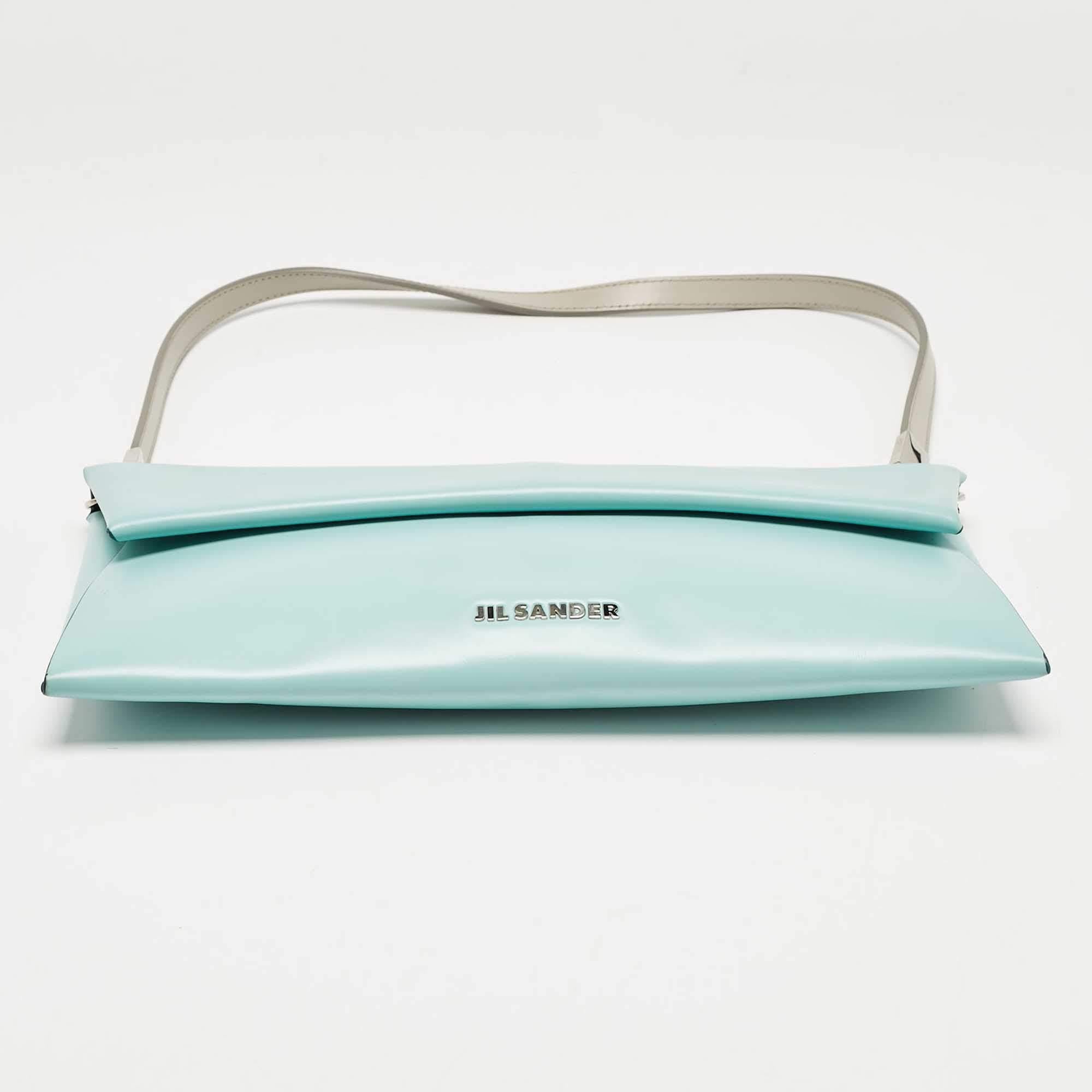 Jil Sander Light Blue Leather Clutch Shoulder Bag 3