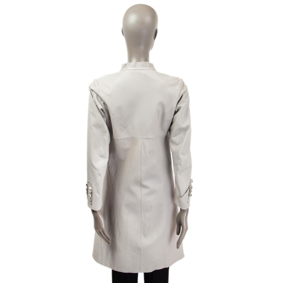 JIL SANDER light grey leather Coat Jacket 38 M In Fair Condition For Sale In Zürich, CH