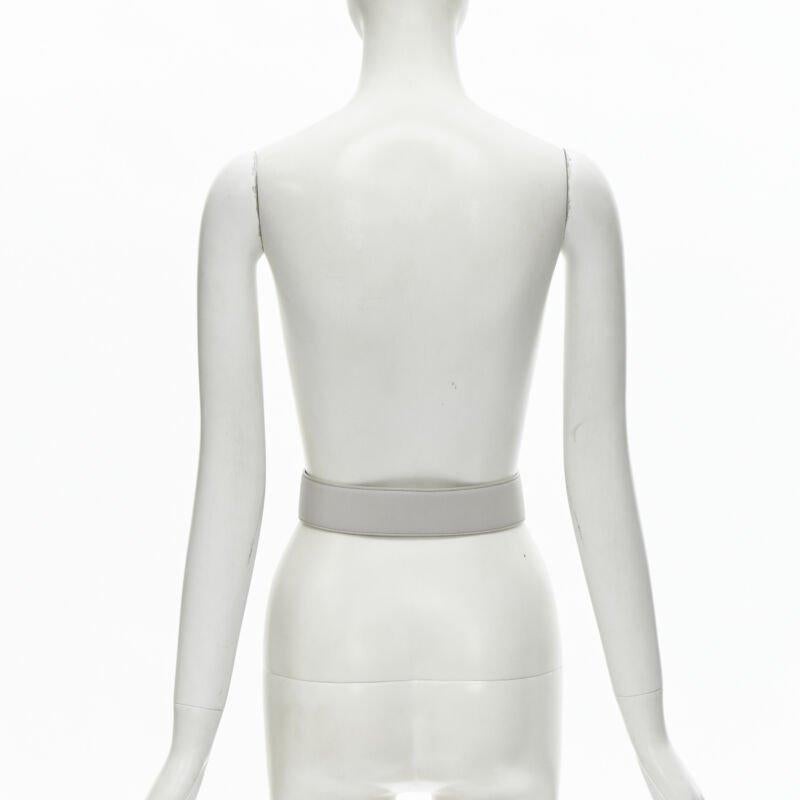 Women's JIL SANDER light grey minimalist wide leather waist belt 75cm For Sale